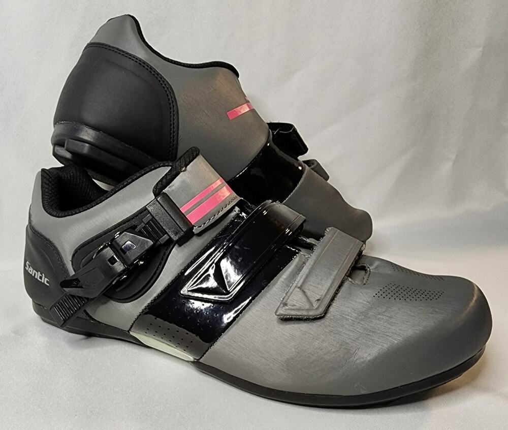Santic Women's Bike Cycling Shoes With Self-lock Size 9 Gray & Pink